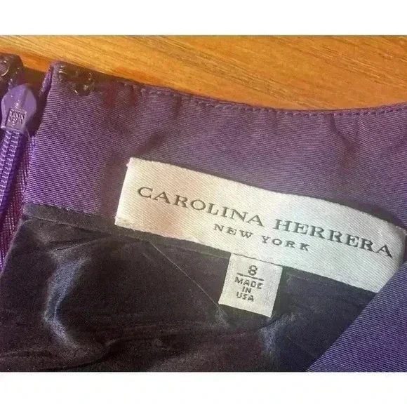 CAROLINA HERRERA Silk Lined Cocktail Dress 8 M Flare Sleeveless Knee Length Tea